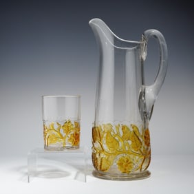 Hobbs EAPG Amber Water Pitcher and Tumbler