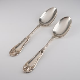 Pair of Amston Sterling Silver Gladstone Serving Spoons