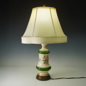 Porcelain Table Lamp with Floral Decoration