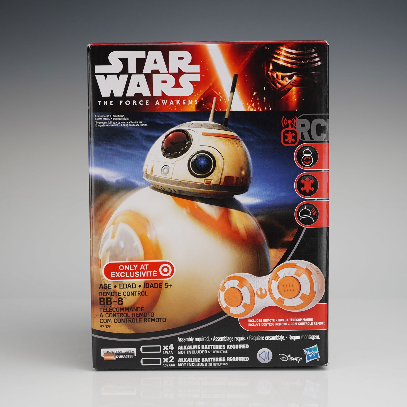 Star Wars BB-8 Remote Control Droid Target Exclusive Hasbro: A single, factory-sealed Star Wars The Force Awakens BB-8 Remote Control Droid, manufactured by Hasbro and distributed by Disney. This specific model is identified on the packaging as a Target exclusi
