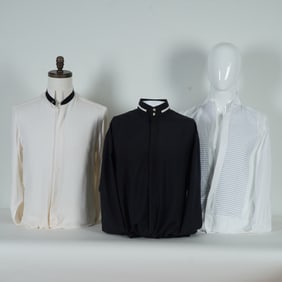 3pc Brioni, Xacus, and Bernini Couture Men Mandarin-Collar Shirts