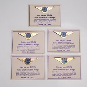 5pc Delta Junior Stewardess Wings Pins