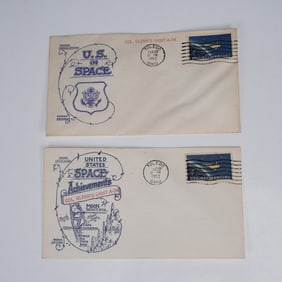 2pc 1962 U.S. Space Achievements Stamped Envelopes, Col Glenn's Orbit A-OK