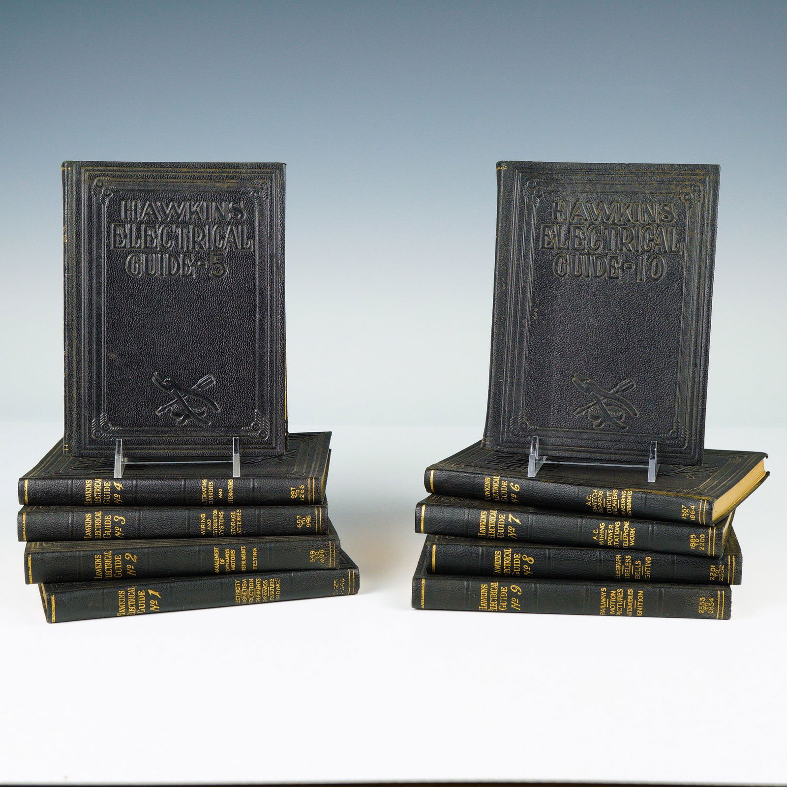 10pc Hawkin's Electrical Guides , Complete Set, 1929, Leather Bound Books (1 of 4)