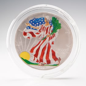 US 1999 1 Dollar Silver Eagle, 1 Oz .999 Fine, Aftermarket Colorized