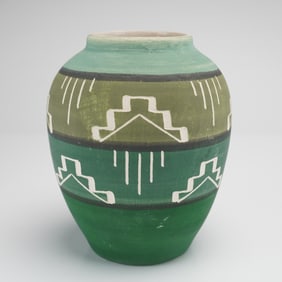 Signed Native American Sioux Art Pottery Vase