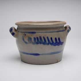 Antique Westerwald Salt-Glazed Stoneware Cobalt Decorated Crock