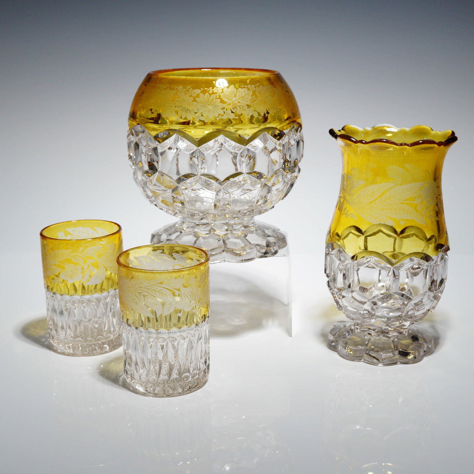 A Collection of Four Hobbs Brockunier & Co. Amber-Stained Articles (1 of 4)