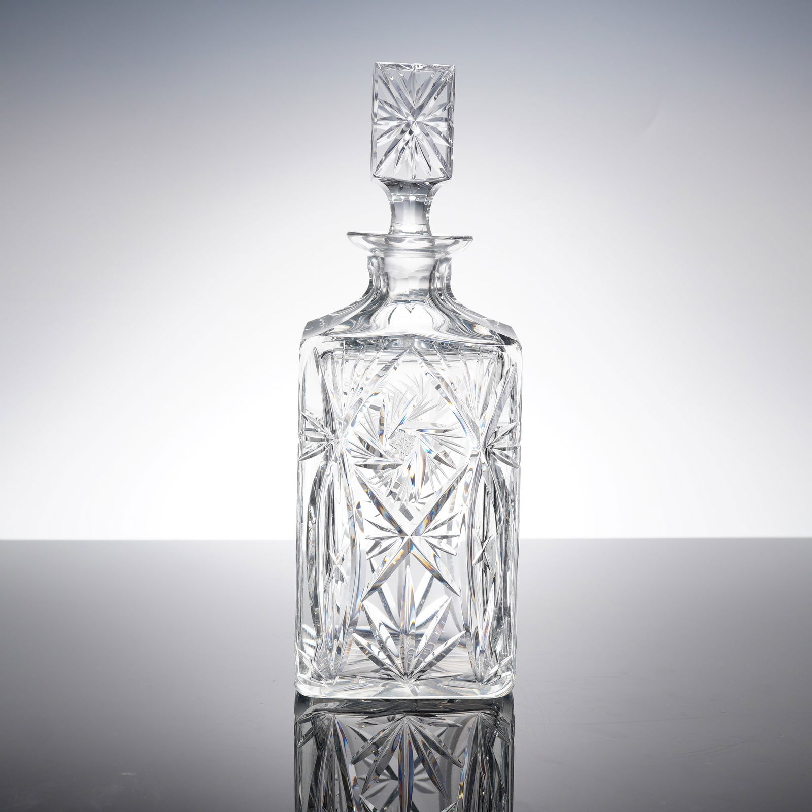 A Bohemia Crystal Pinwheel Pattern Decanter and Stopper (1 of 4)