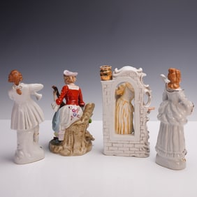 4pc Rococo-style Hand-Painted Japanese Porcelain Figurines