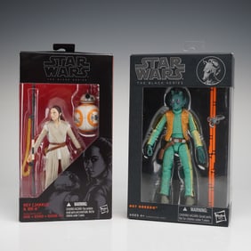 2pc Star Wars The Black Series Action Figures, Greedo & Rey Jakku w/ BB-8