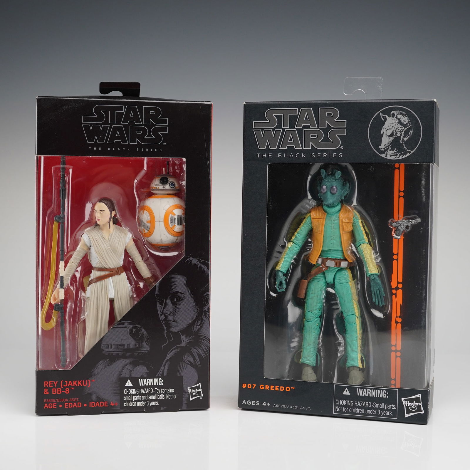 2pc Star Wars The Black Series Action Figures, Greedo & Rey Jakku w/ BB-8 (1 of 3)