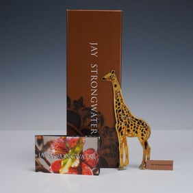 Jay Strongwater Jeweled Giraffe Enameled Metal Bookmark with Box