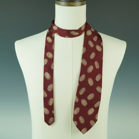 Moschino Silk Necktie, Burgundy with Gold Fingerprints