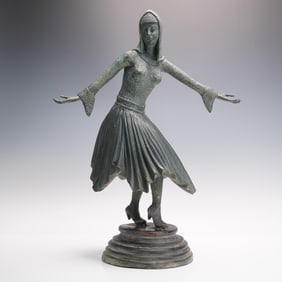 After Dimitri Chiparus Art Deco Bronze Dancer Sculpture