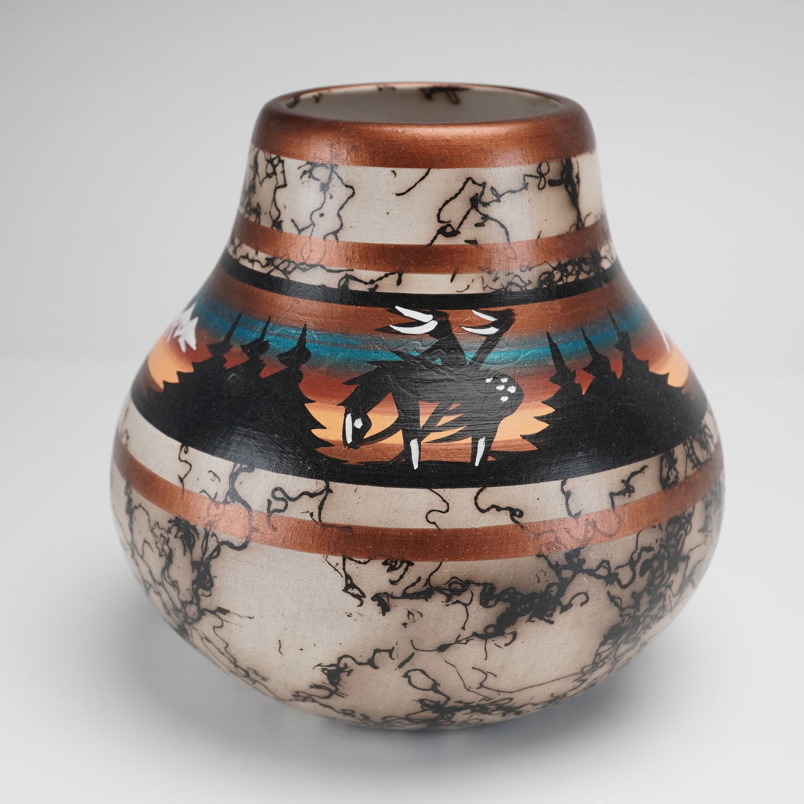 A Signed Navajo Horsehair Pottery Vase (1 of 5)