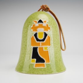 A Southwestern-Style Ceramic Wind Bell with Stylized Figural Decoration