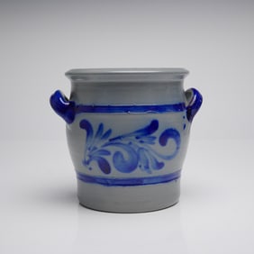 Westerwald-style Salt-Glazed Stoneware Crock with Cobalt Blue Decoration