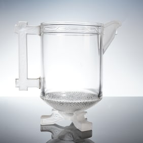 EAPG La Belle Glass Queen Anne Bearded Man Footed Pitcher