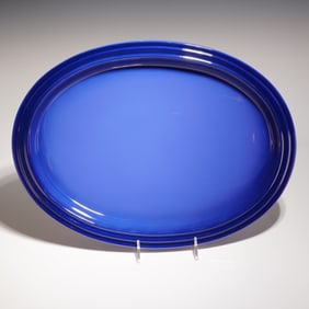 Le Creuset Stoneware 18 Inch Oval Serving Platter in Cobalt Blue