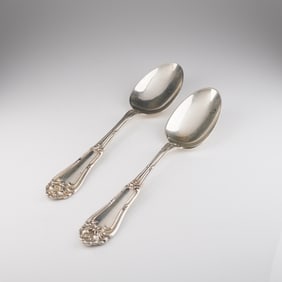 A Pair of Amston Sterling Silver Gladstone Pattern Spoons