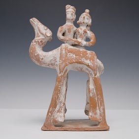 Terracotta Camel with Rider Figurine