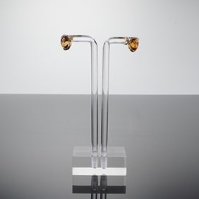 10K Gold and Amber-Colored Gemstones Stud Earrings