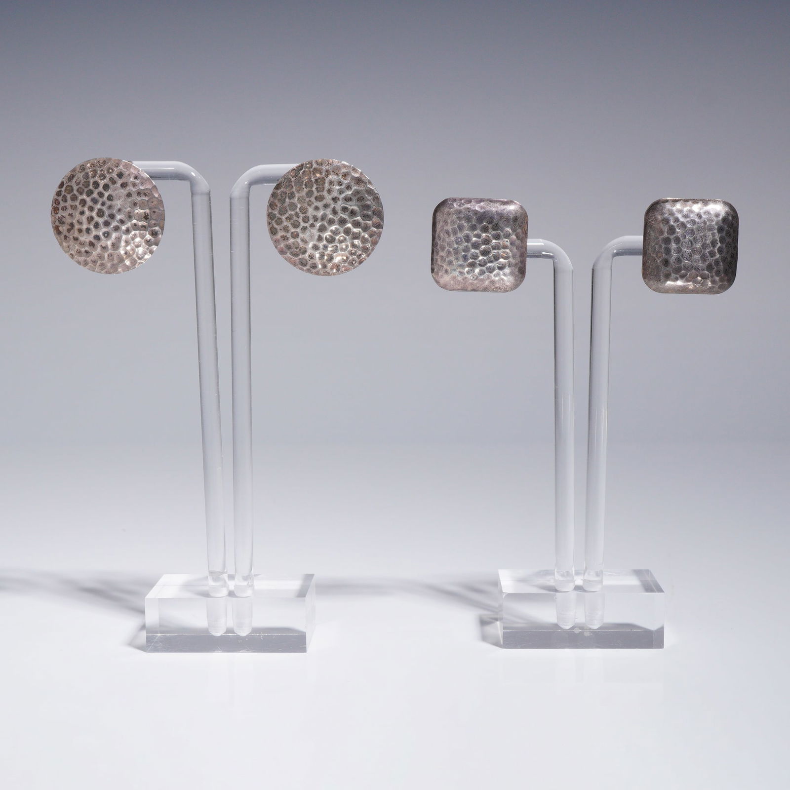 Two Pairs of Hammered Sterling Silver Stud Earrings (1 of 6)