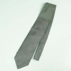 Galtrucco Silk Necktie, Black and Silver Micro Pattern
