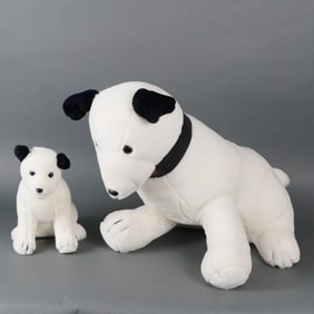 A Pair of Vintage 1993 Dakin RCA Nipper and Chipper Plush Dogs