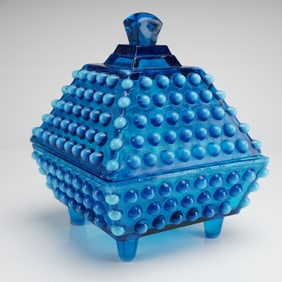 A La Belle Early American Pressed Glass Dew Drop Lidded Sugar Bowl