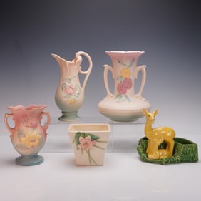 5pc Shawnee, McCoy & Hull Pottery Vases and Planters