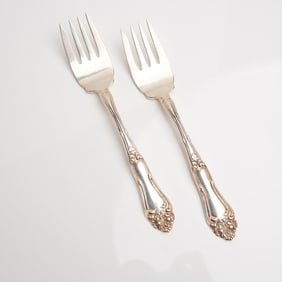 A Pair of Amston Sterling Silver Rococo Revival Personal Salad Forks