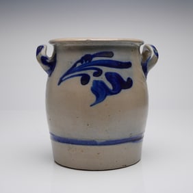 Westerwald-Style Salt-Glazed Stoneware Crock with Cobalt Decoration