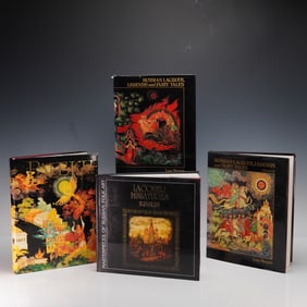 4pc Russian Lacquer Miniature Art Books, incl. Lucy Maxym