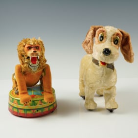 2pc Battery Operated Plush Toys, Pat the Dog & Rock Valley Circus Lion