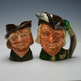 2pc Royal Doulton Character Jugs, Robin Hood D6527 & D6205