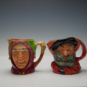 2pc Royal Doulton Large Character Jugs, Falstaff D6287 & Touchstone D5613
