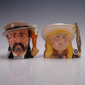 2pc Royal Doulton Mid Character Jugs- Wild Bill D6736 & Annie Oakley D6732