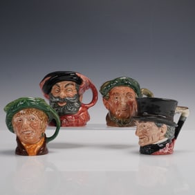 4pc Royal Doulton 3 Small Character Jugs + Falstaff Lighter D6385