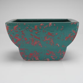 McCoy Brocade Green and Pink Ceramic Planter