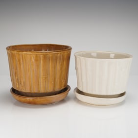 A Pair of McCoy Bamboo Pattern Planter Sets