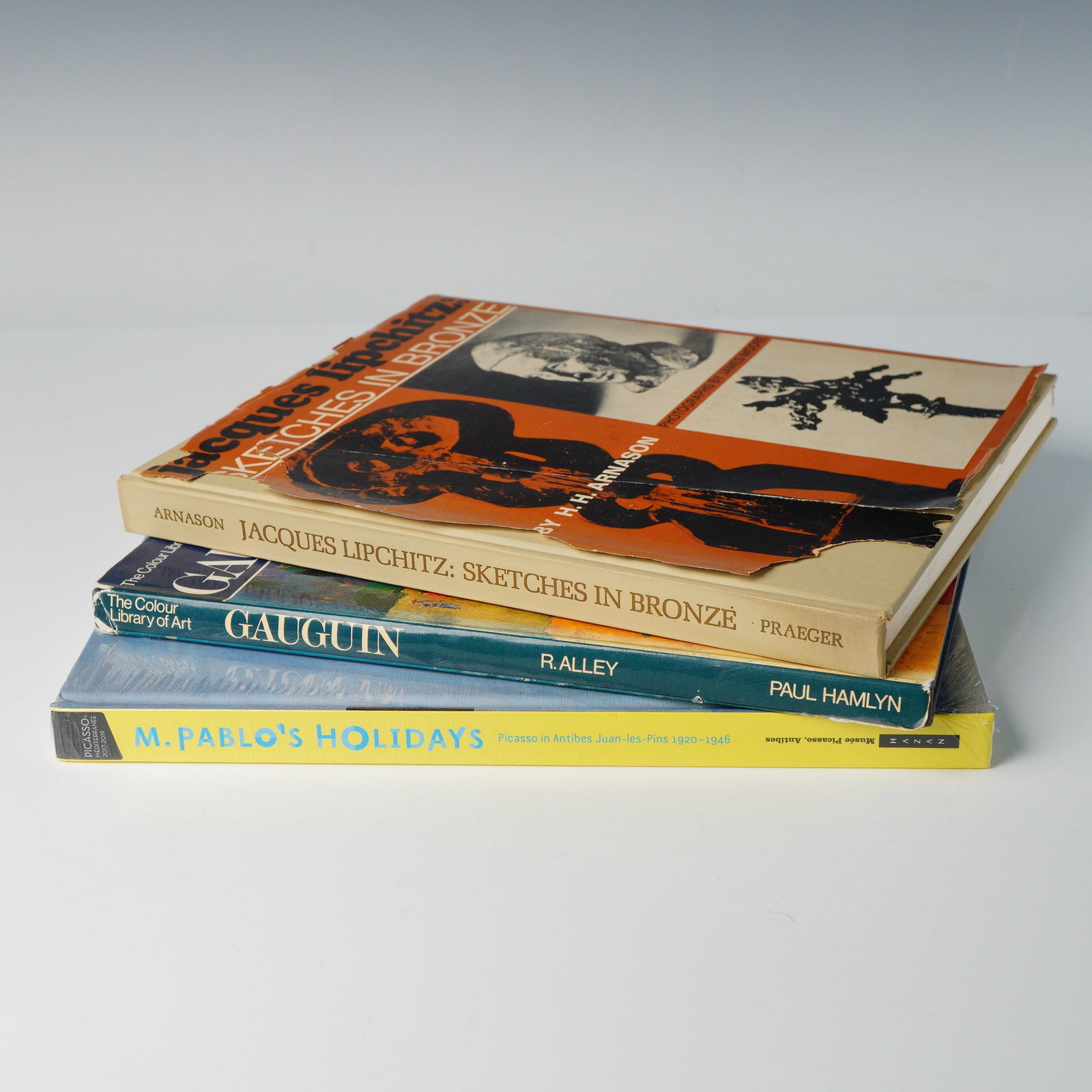 3 Art Books, Jacques Lipchitz, Gauguin, Pablo Picasso: Collection of three art books, including "Jacques Lipchitz: Sketches in Bronze" by H.H. Arnason, a study of the Lithuanian-born sculptor and leading figure in Cubist sculpture. "Gauguin: The Colour Li