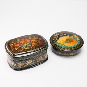 A Pair of Russian Lacquer Boxes