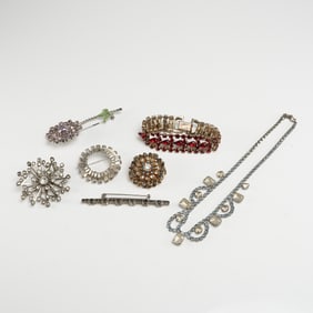 A Collection of Seven Pieces of Vintage Costume Jewelry