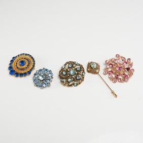 5pc Vintage Costume Jewelry Pins and Brooches
