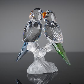 Swarovski Crystal Figurine Budgies Parakeets
