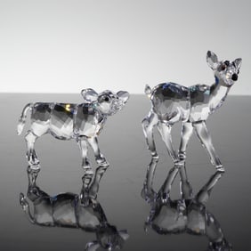 A Pair of Swarovski Crystal Figurines Fawn and Calf