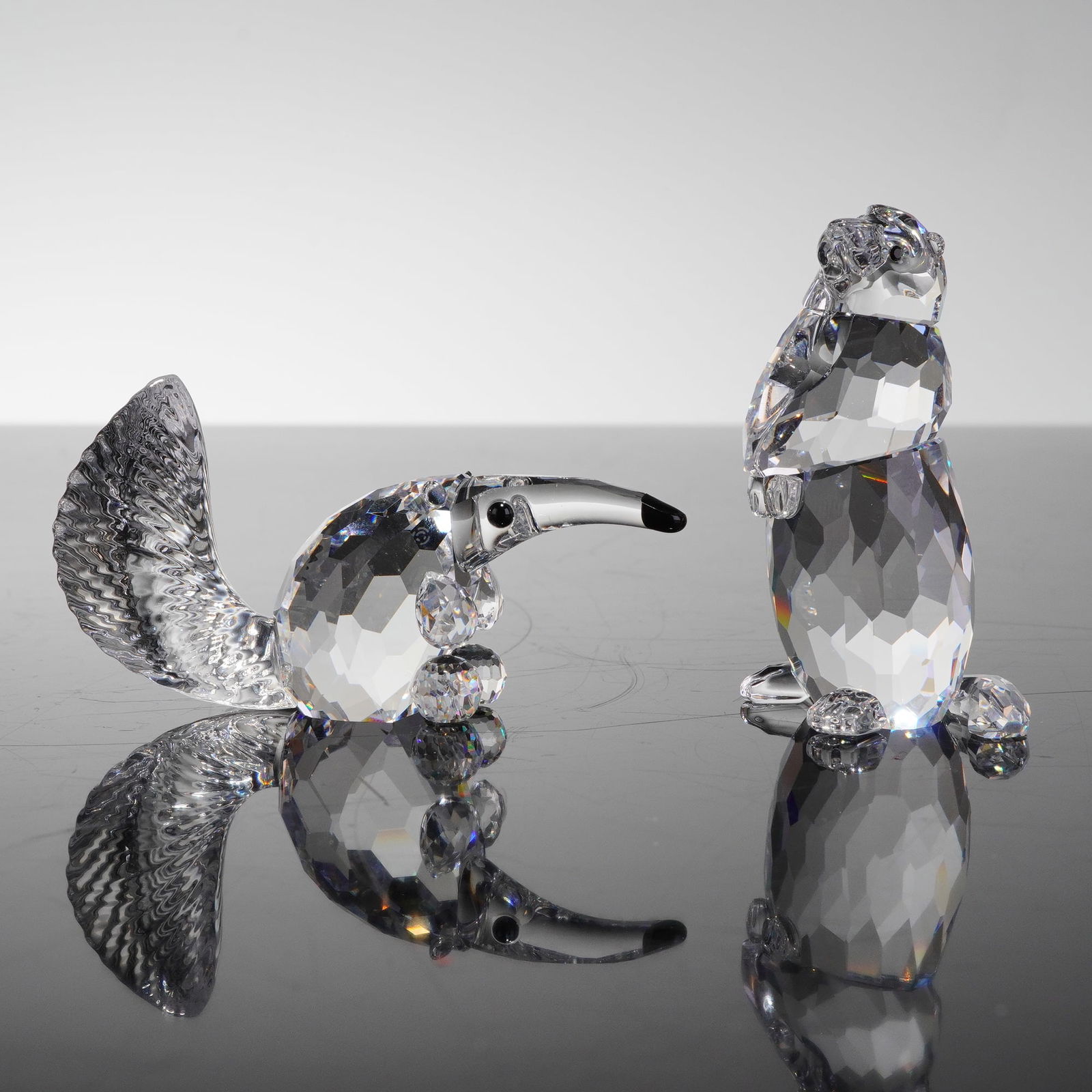 2pc Swarovski Crystal Figurines, Anteater and Marmot (1 of 6)