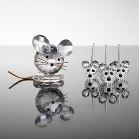 2pc Swarovski Crystal Mice Figurines